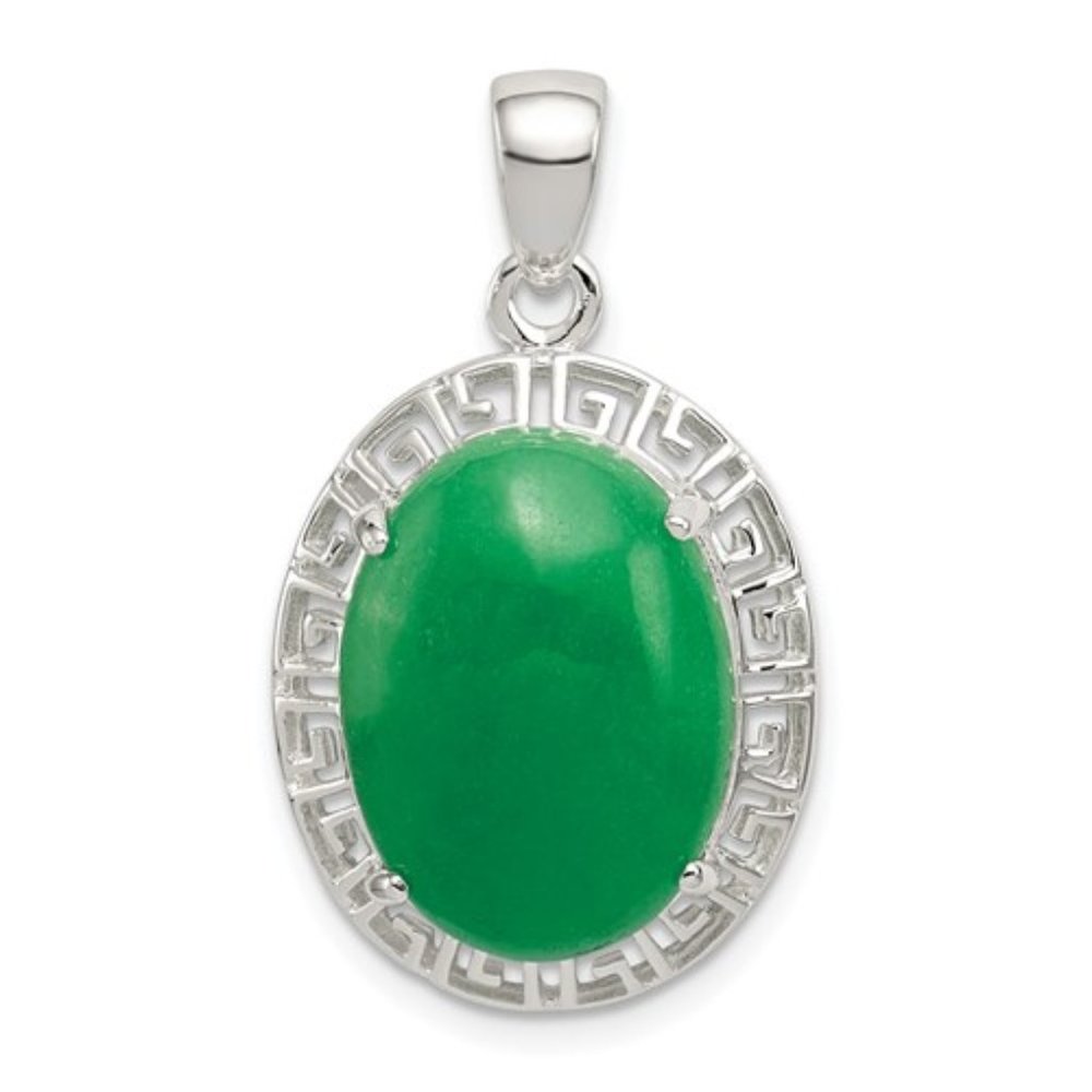 925 Sterling Silver Jade Greek Key Pendant